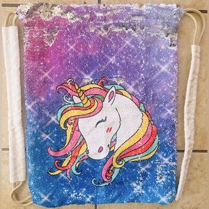 Gorgeous unicorn reversible sequins canvas drawstring backpack.